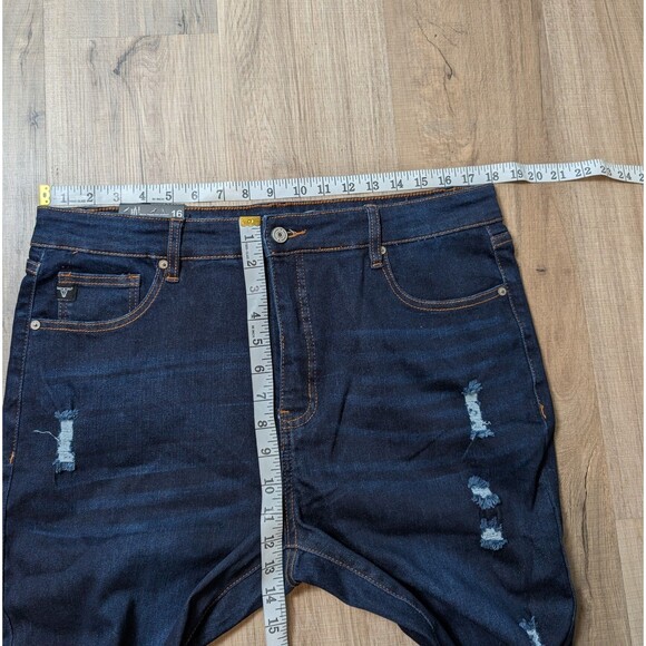 NWT Lucky & Blessed Blue Jeans Size 16 Flare Fit Distressed Stretch Slimming - Picture 9 of 12